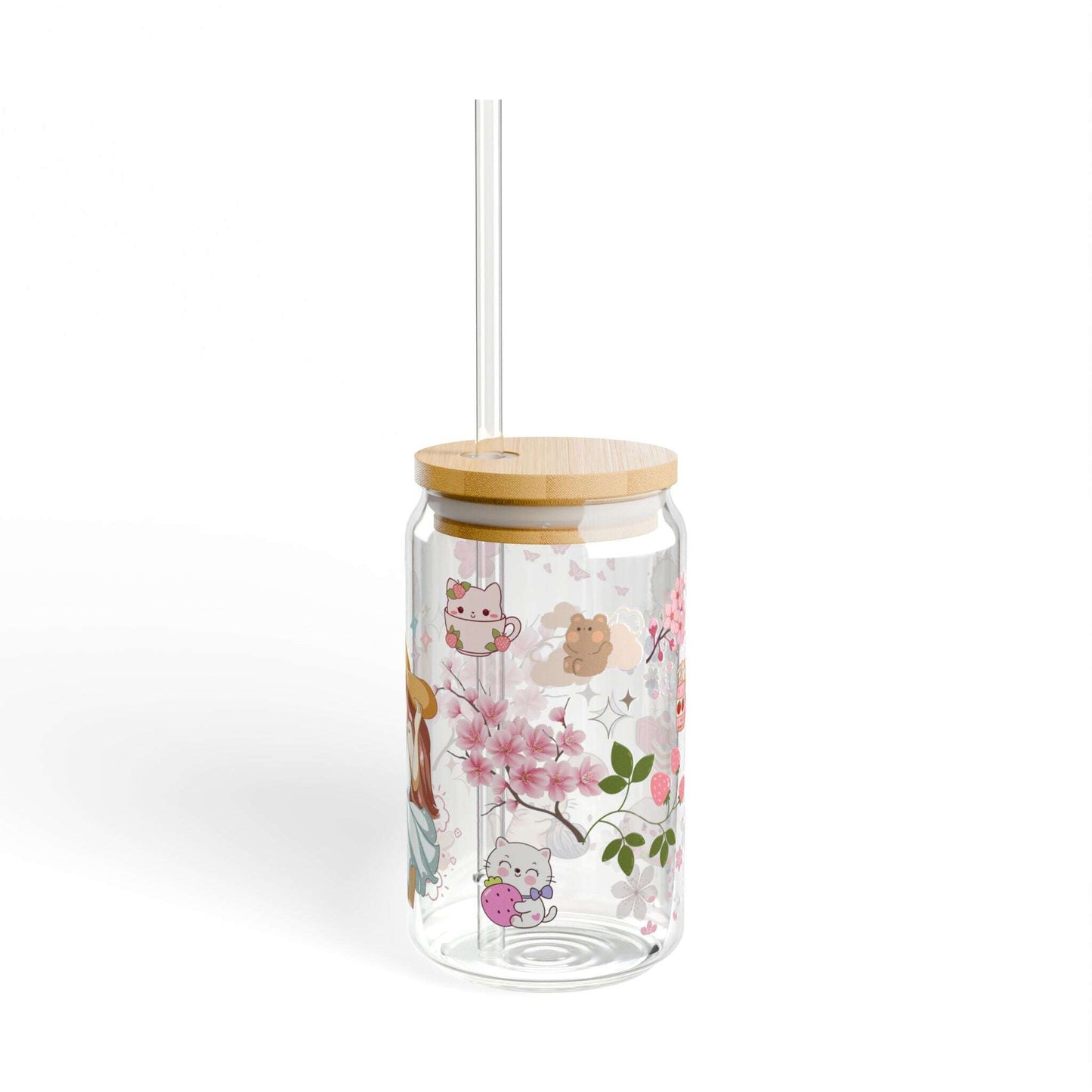16oz ‘ Cute Girl, Sipper Glass Can - MaribelaShop2