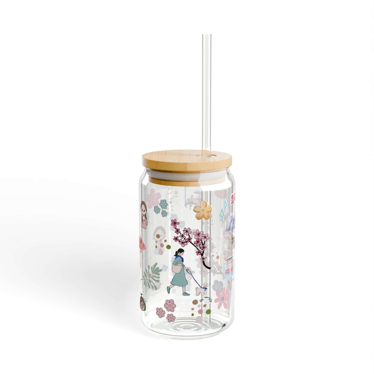 16oz ‘ Pink Cerezo’ Sipper Glass Can - MaribelaShop2