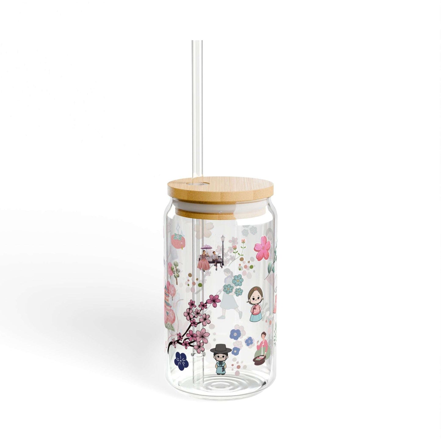 16oz ‘ Pink Cerezo’ Sipper Glass Can - MaribelaShop2