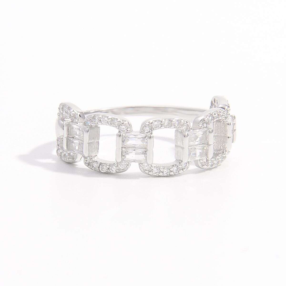 925 Sterling Silver Zircon Cutout Ring - MaribelaShop2