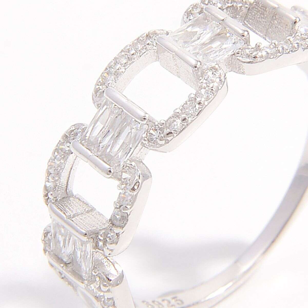 925 Sterling Silver Zircon Cutout Ring - MaribelaShop2