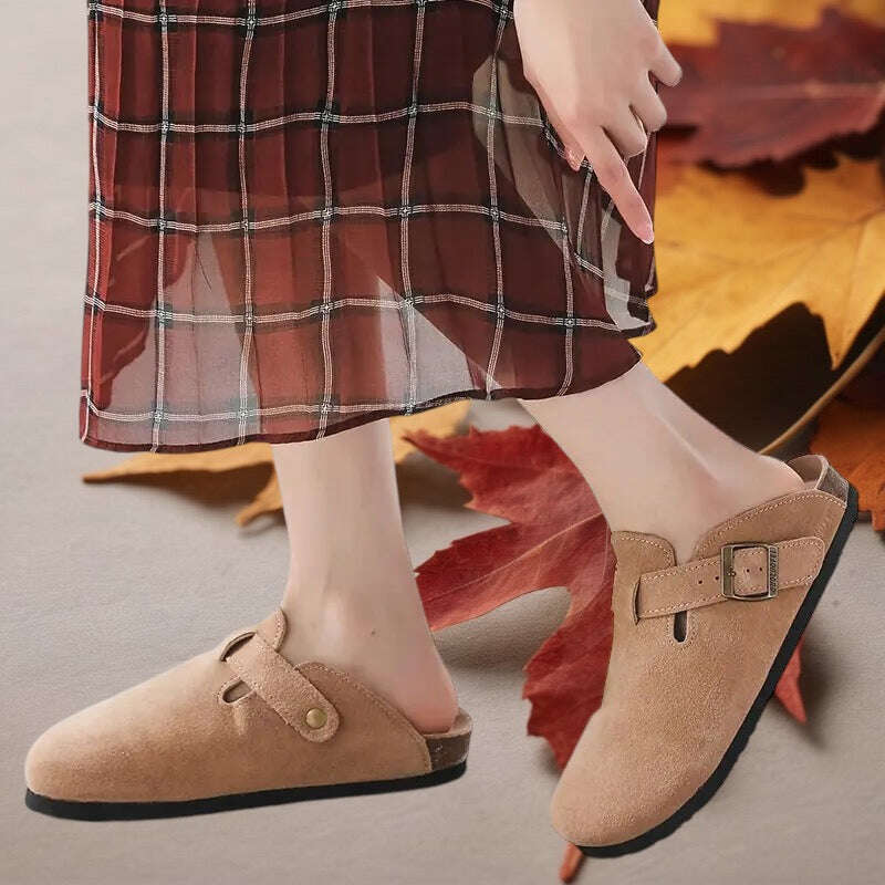 Baotou Women Closed Toe Cork Slippers,Comfort Women Shoes - MaribelaShop2