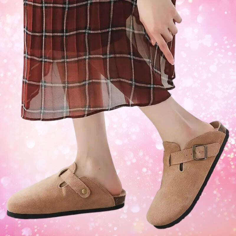 Baotou Women Closed Toe Cork Slippers,Comfort Women Shoes - MaribelaShop2