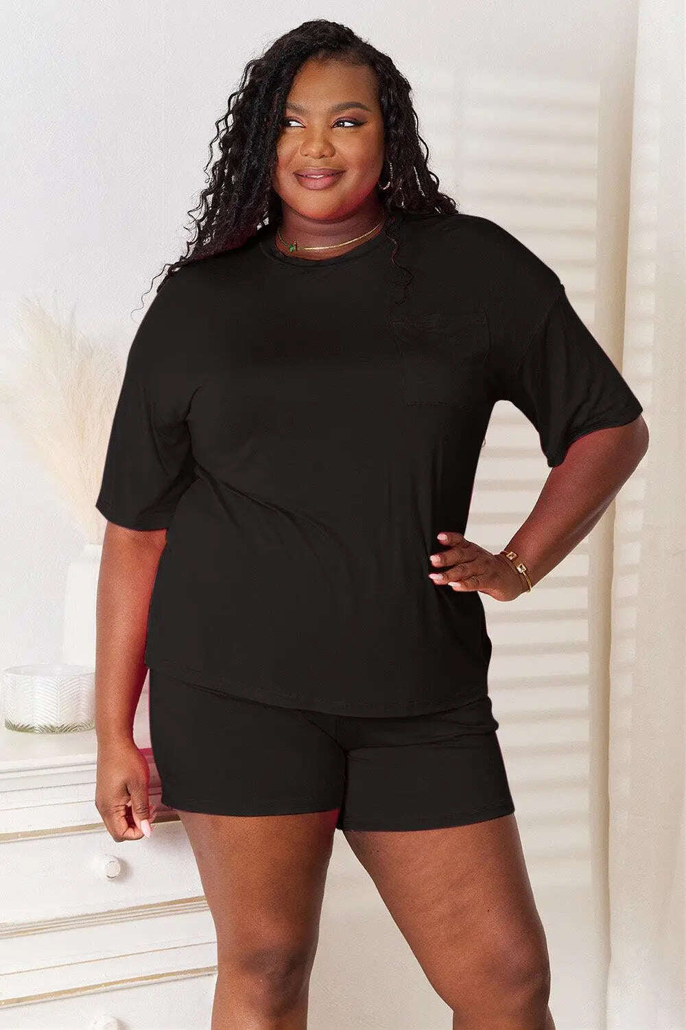 Basic Bae Full Size Soft Rayon Half Sleeve Top and Shorts Set - MaribelaShop2