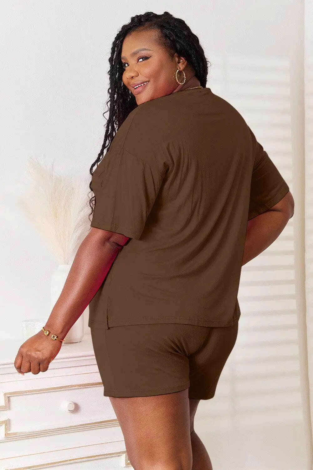 Basic Bae Full Size Soft Rayon Half Sleeve Top and Shorts Set - MaribelaShop2