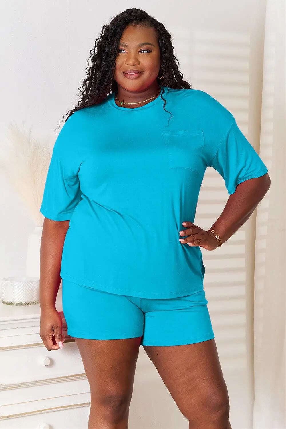Basic Bae Full Size Soft Rayon Half Sleeve Top and Shorts Set - MaribelaShop2