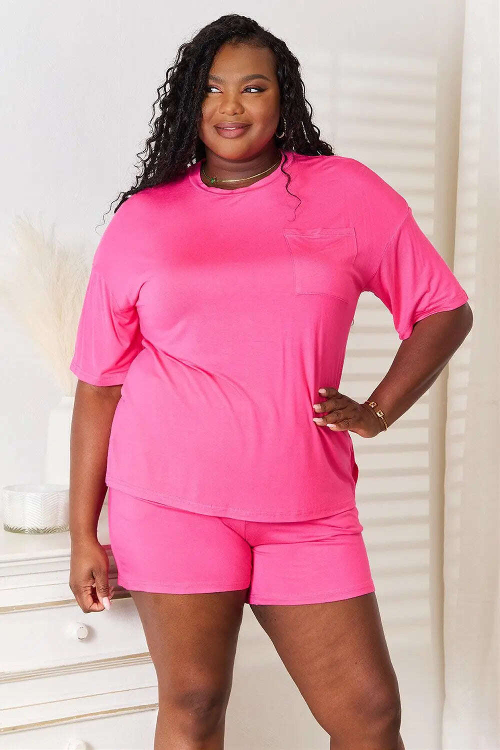 Basic Bae Full Size Soft Rayon Half Sleeve Top and Shorts Set - MaribelaShop2
