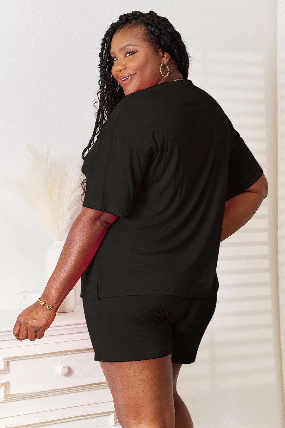 Basic Bae Full Size Soft Rayon Half Sleeve Top and Shorts Set - MaribelaShop2