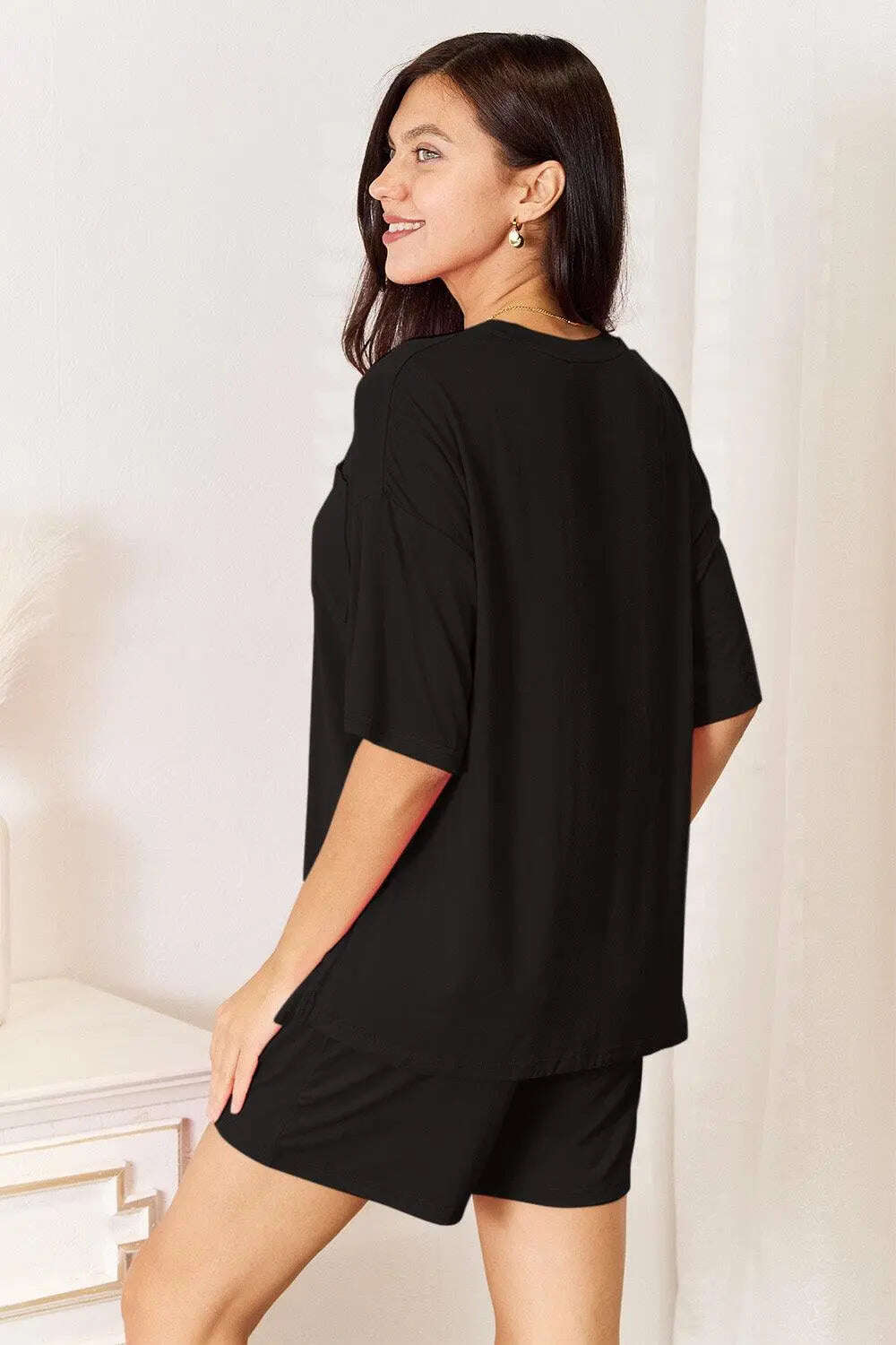 Basic Bae Full Size Soft Rayon Half Sleeve Top and Shorts Set - MaribelaShop2