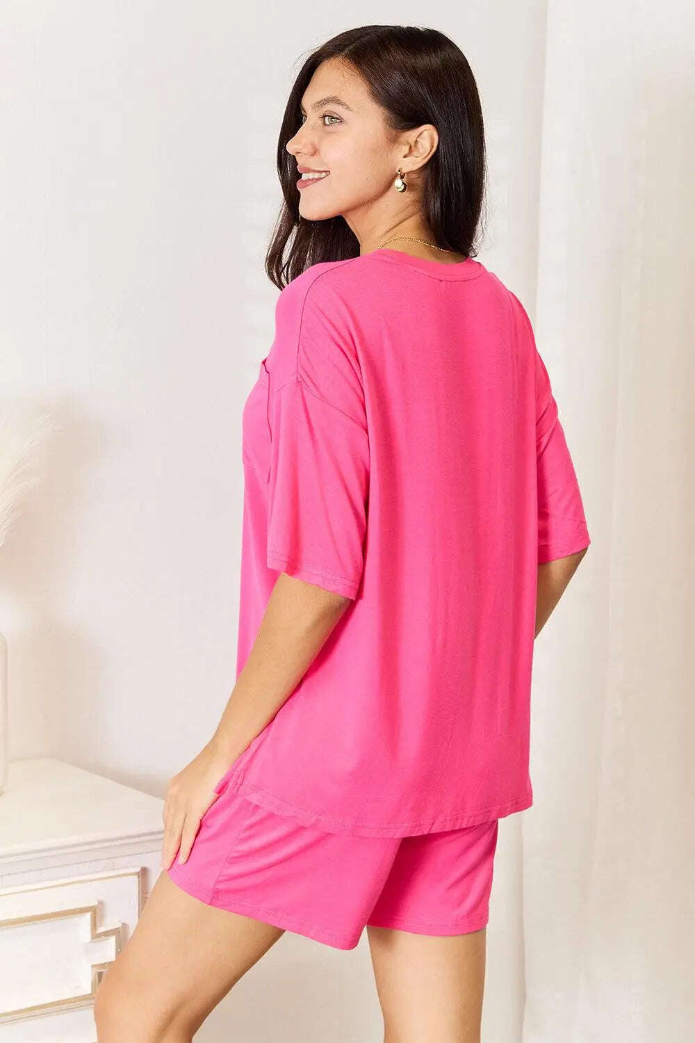 Basic Bae Full Size Soft Rayon Half Sleeve Top and Shorts Set - MaribelaShop2
