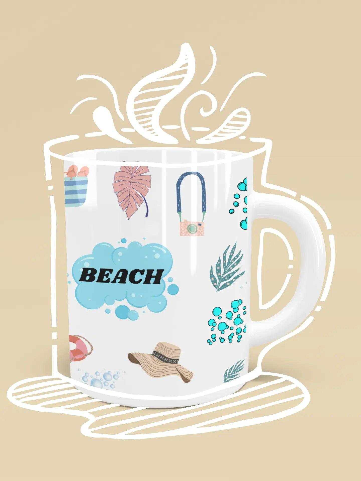 Custom Beach Design Mug, Gift Ceramic Mug,11oz - MaribelaShop2
