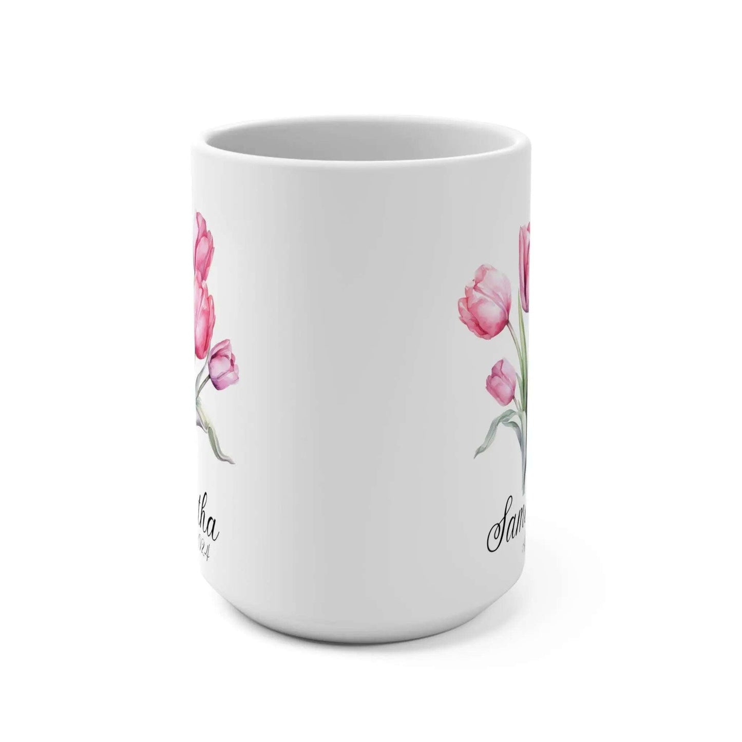 Custom mug Coffee , Name & Flowers Design,Gift for Mom, Personalized Mug Perfect Gift,15oz - MaribelaShop2