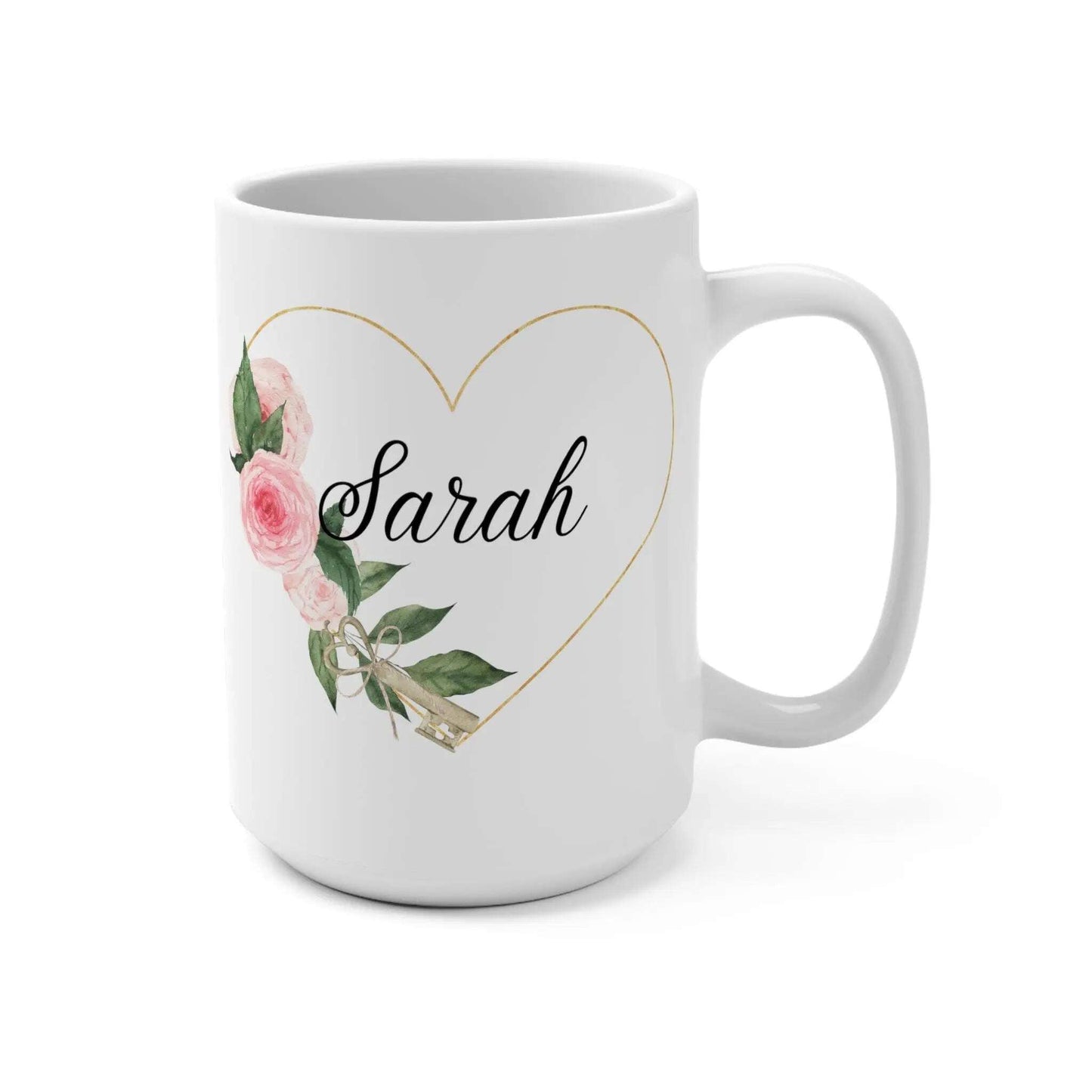 Custom Name mug Coffee , Name & Flowers Design,Gift for Mom, Personalized Mug Perfect Gift,15oz - MaribelaShop2