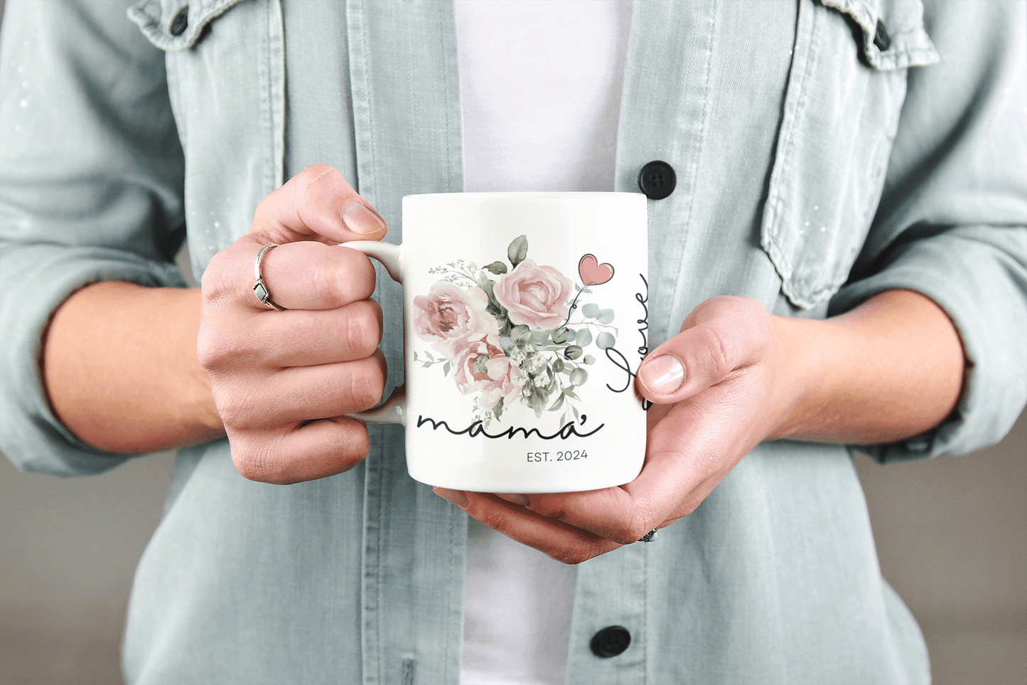 Customized,Mug, Mom Gift, Sister Gift ,Floral Ceramic Coffee Mug, 11oz. - MaribelaShop2