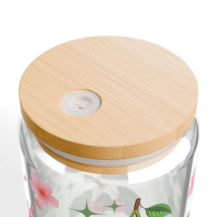 Cute Cherries Personalized 16oz Sipper Glass Can – Optional Lid & Straw Maribelashop2