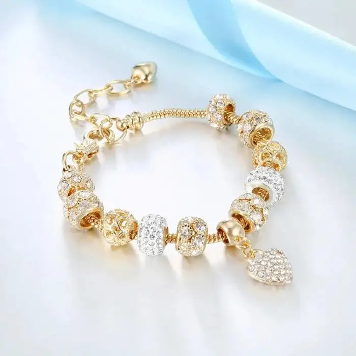 Cute Cubic Charm Gold Heart Bracelet for Women Maribelashop2