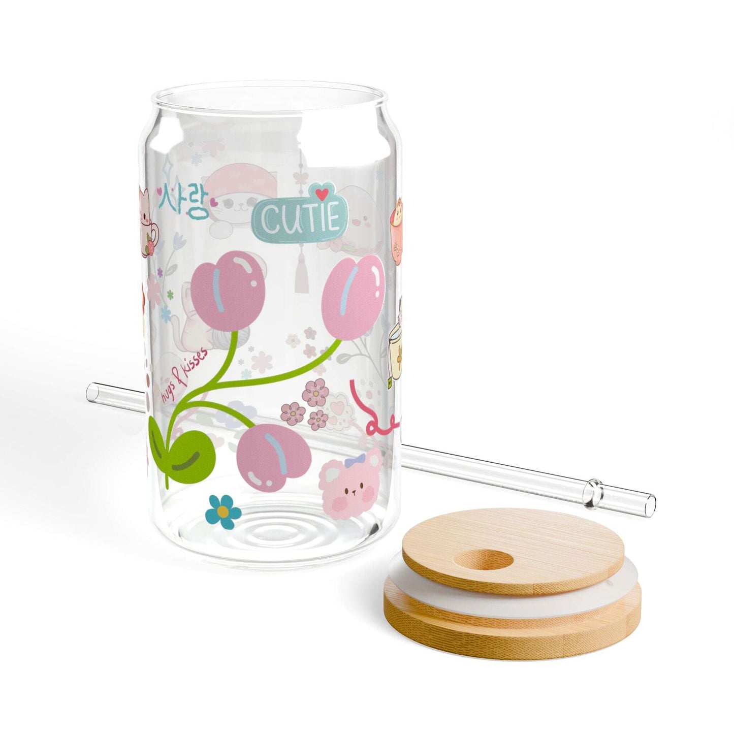 Cute Korean design 16oz, Sipper Glass Can - MaribelaShop2