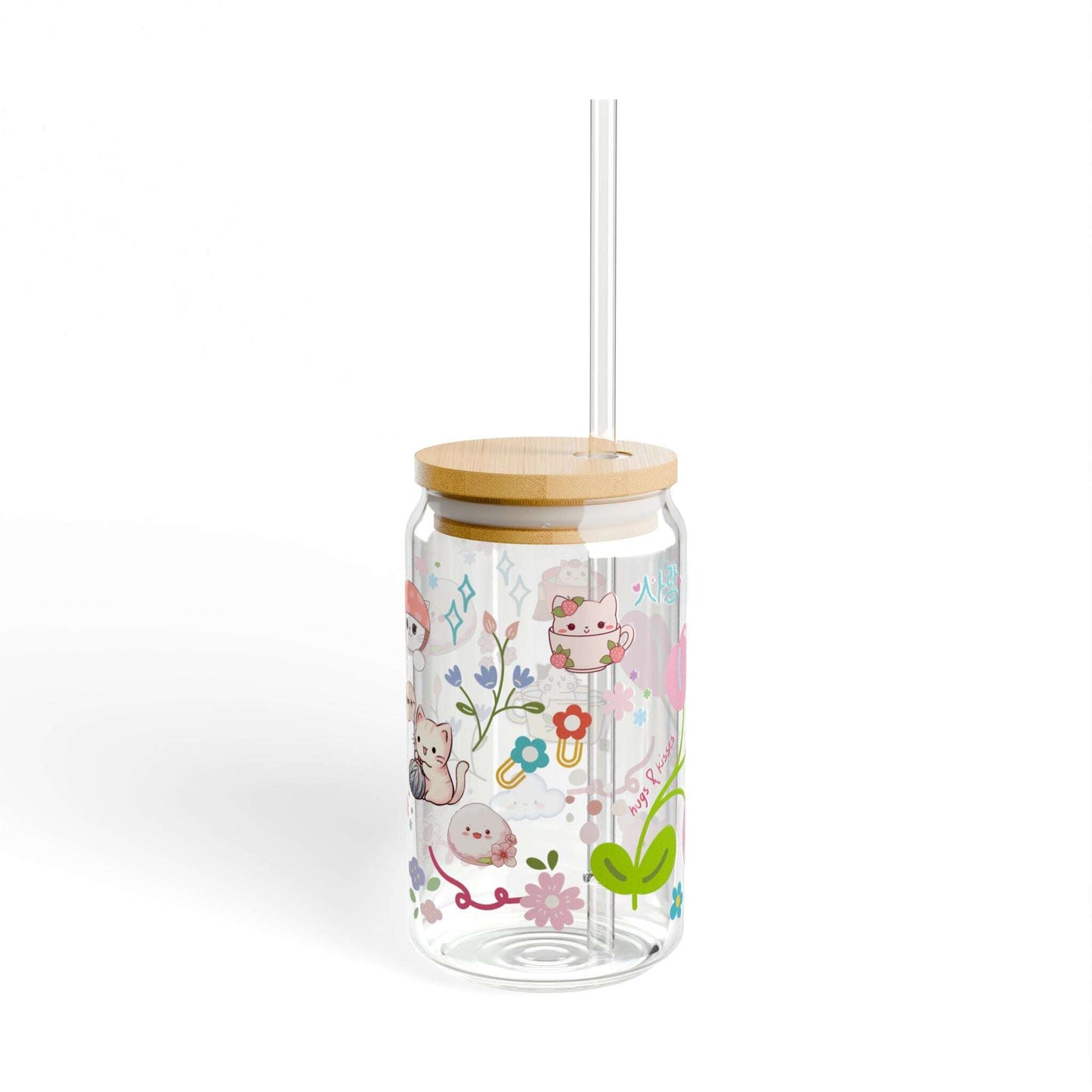 Cute Korean design 16oz, Sipper Glass Can - MaribelaShop2