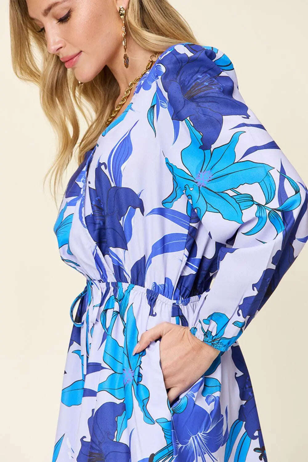 Double Take Full Size Floral Long Sleeve Romper with Pockets - MaribelaShop2