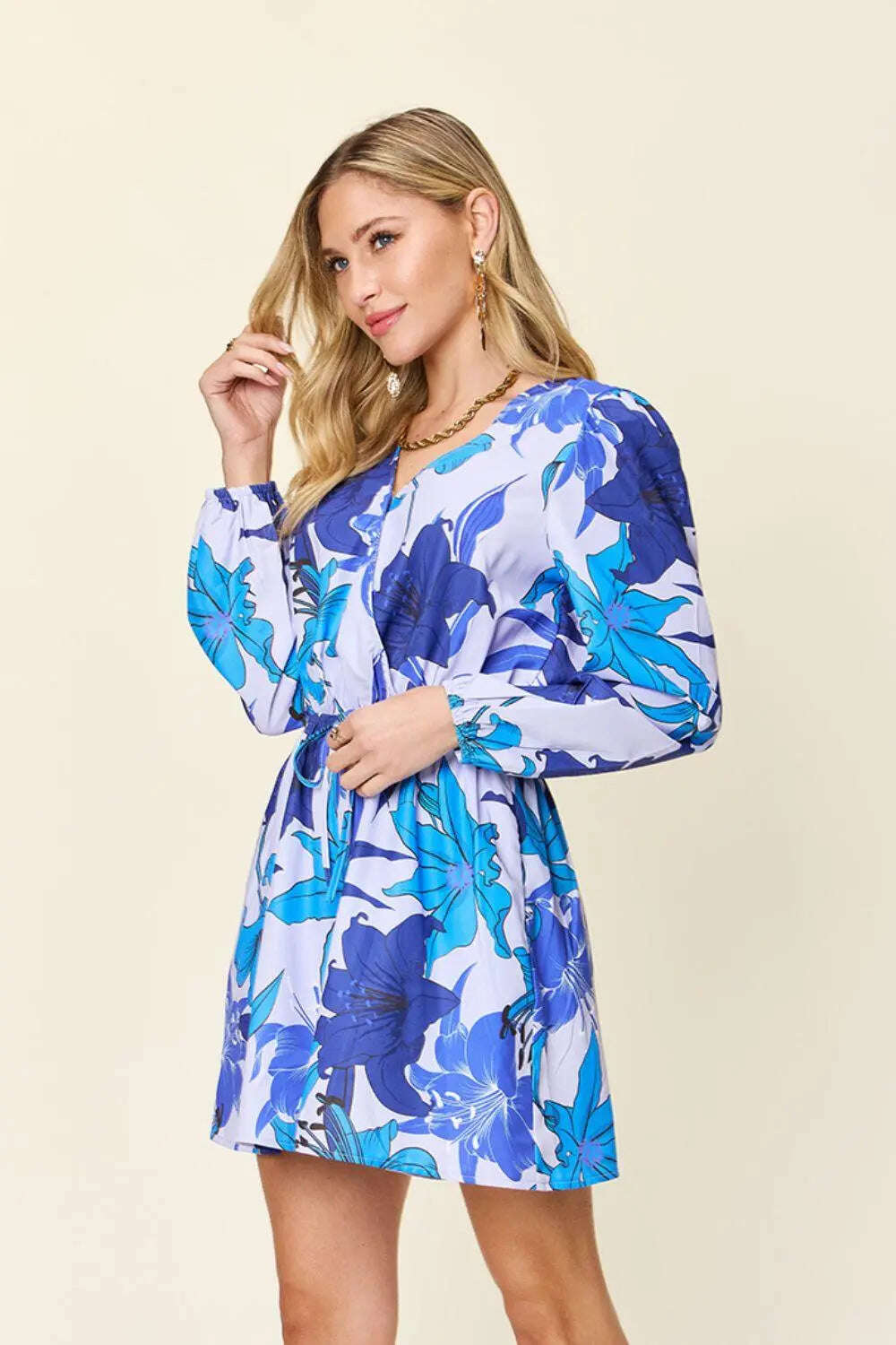 Double Take Full Size Floral Long Sleeve Romper with Pockets - MaribelaShop2