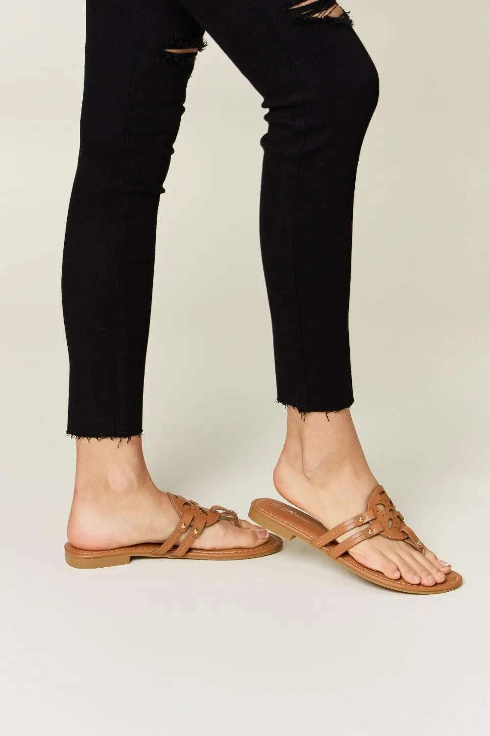 Forever Link Cutout PU Leather Open Toe Sandals - MaribelaShop2