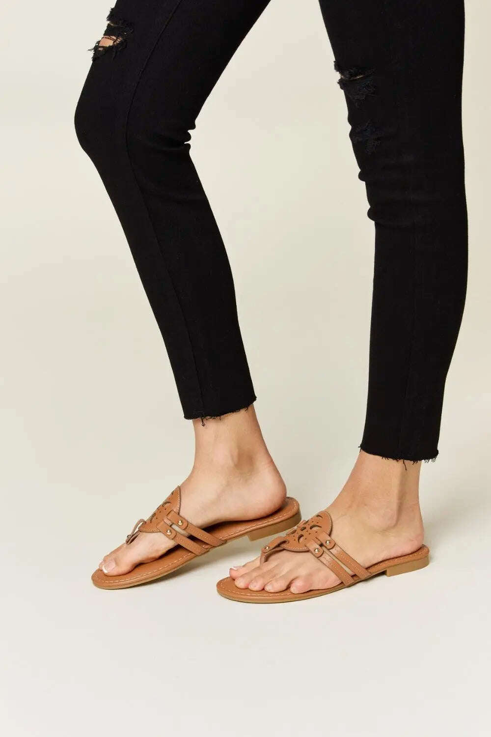 Forever Link Cutout PU Leather Open Toe Sandals - MaribelaShop2