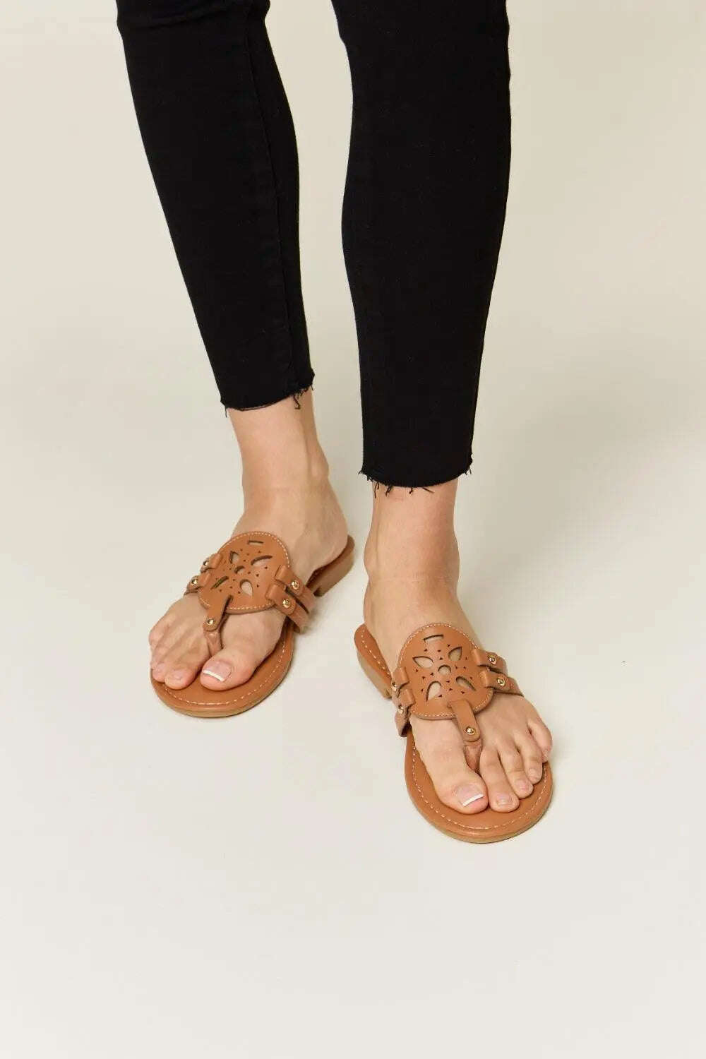 Forever Link Cutout PU Leather Open Toe Sandals - MaribelaShop2