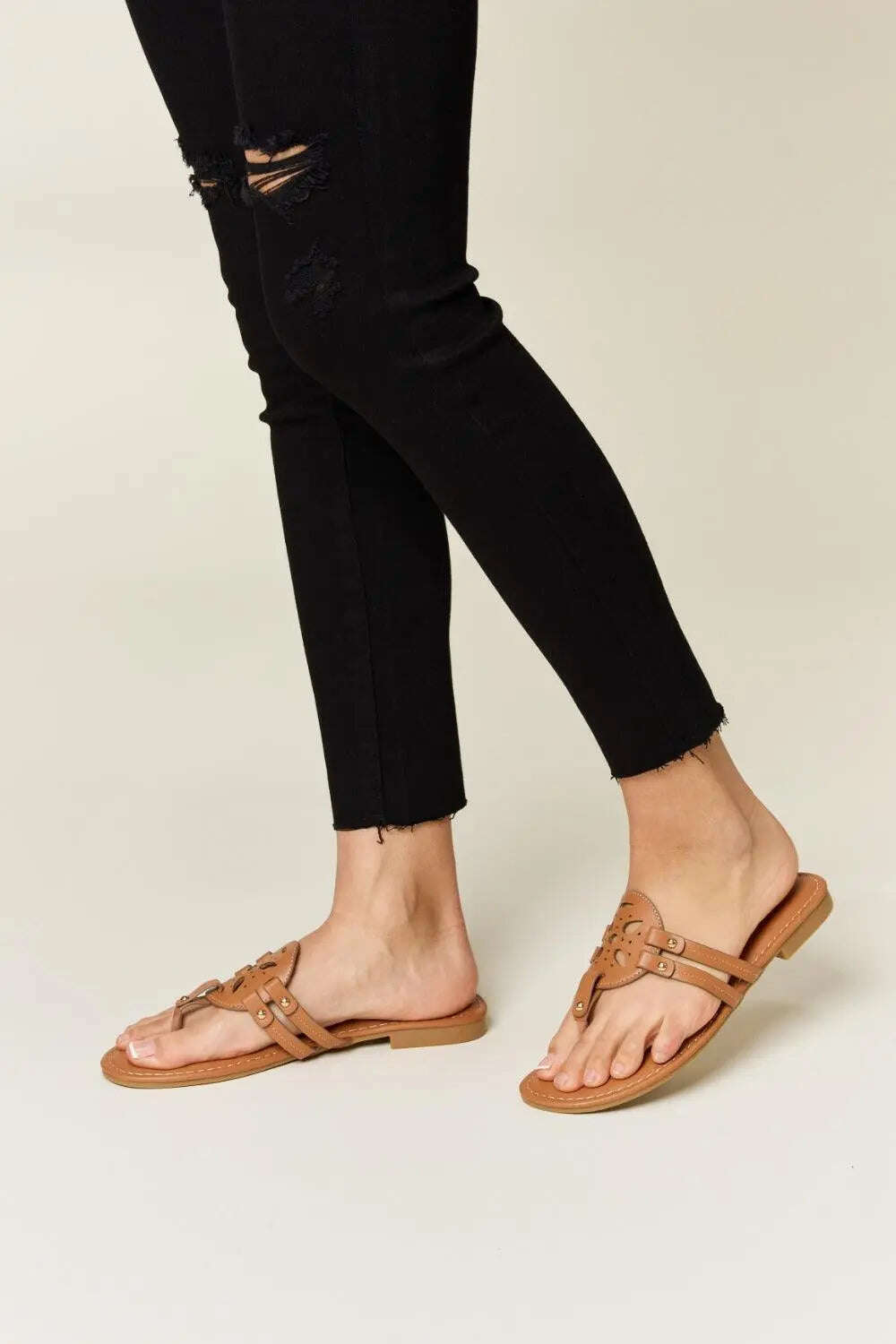 Forever Link Cutout PU Leather Open Toe Sandals - MaribelaShop2