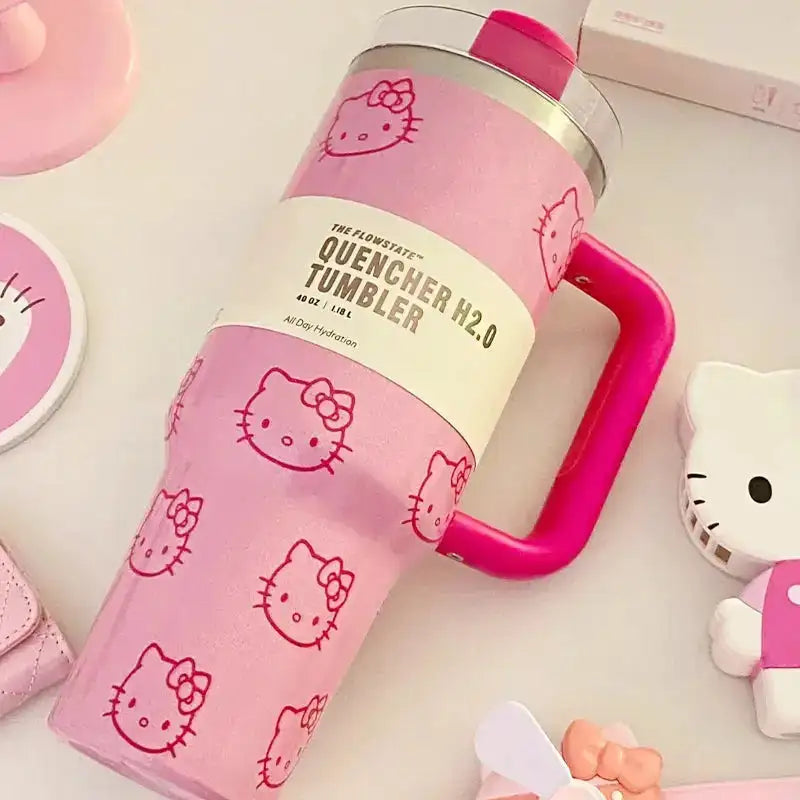Tumbler Hello Kitty Stainless Steel - MaribelaShop2 Expertly crafted from high-quality stainless steel, this Hello Kitty tumbler is the perfect companion for your on-the-go lifestyle. With its durable construction, it will keep your drinks at the perfect temperature for longer periods of time, making it the ideal choice for busy individuals. Stay hydrated and stylish with Hello Kitty.