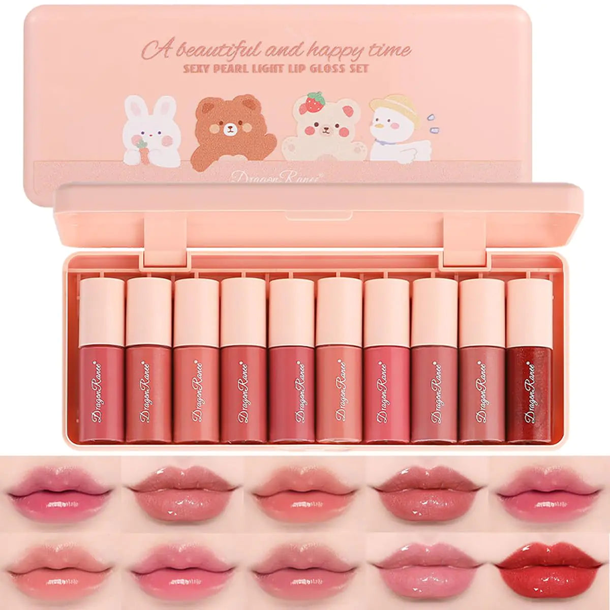 Alisesun 10 Colors Lip Tint Stain Set #03 – Korean Plumping Lip Gloss & Cheek Tint