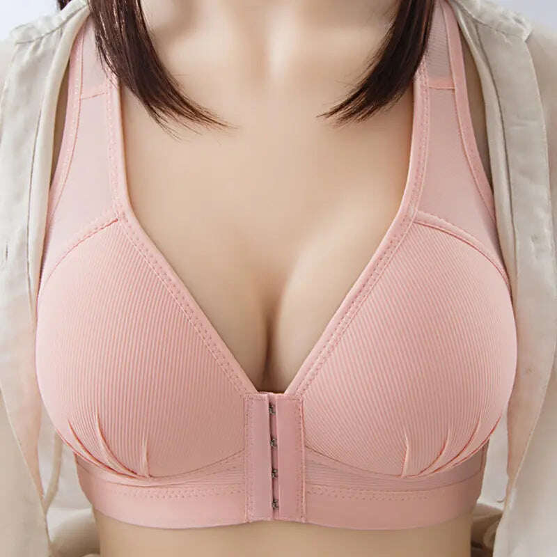 Large Size Front Button Comfort Gathers Breathable Thin Non-Wire Bra - MaribelaShop2