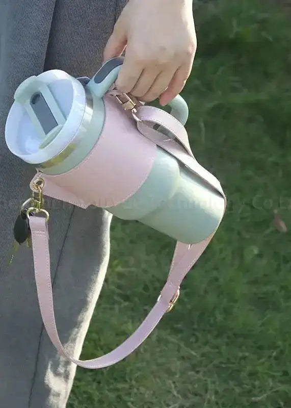 Leather Coffee Cup Carrier Cover,Water Bottle Holder. - MaribelaShop2