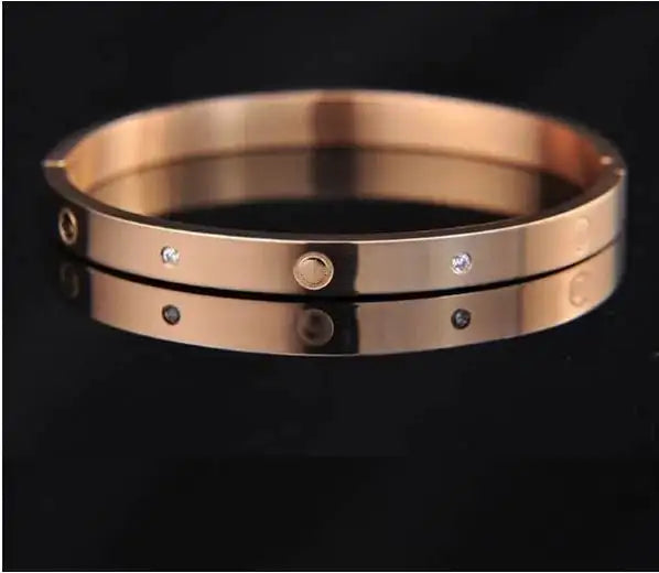 Love Forever Bangles With Crystal 18KGP/Rose Gold/Silver/Gold Overlay Cuff Bangles Fashion Crystal Women Men Love Bangles - MaribelaShop2