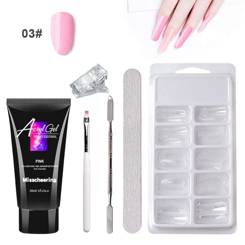 Painless Extension Gel Nail Art Without Paper Holder Quick Model Painless Crystal Gel Set - MaribelaShop2