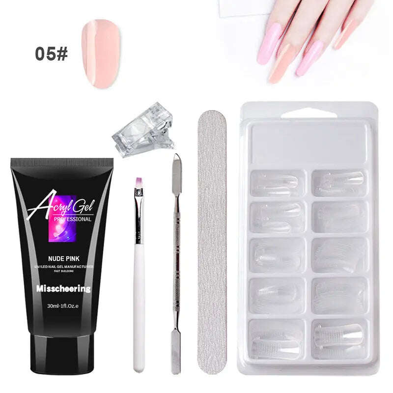 Painless Extension Gel Nail Art Without Paper Holder Quick Model Painless Crystal Gel Set - MaribelaShop2