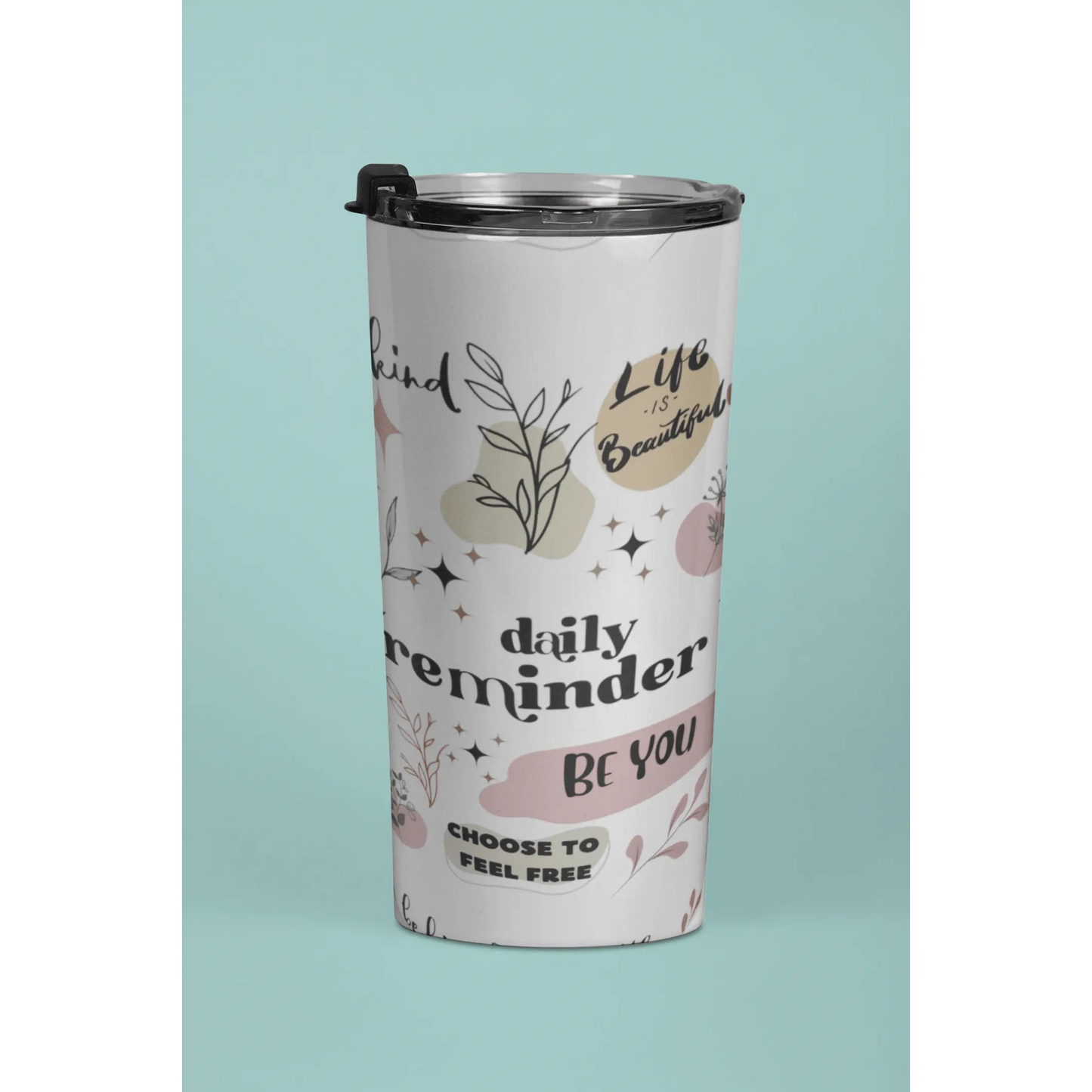 Personalized, Daily Reminder, Boho flowers,mom Gift, Custom, Friend Gift, Sister Gift, Tumbler 20oz(N) - MaribelaShop2