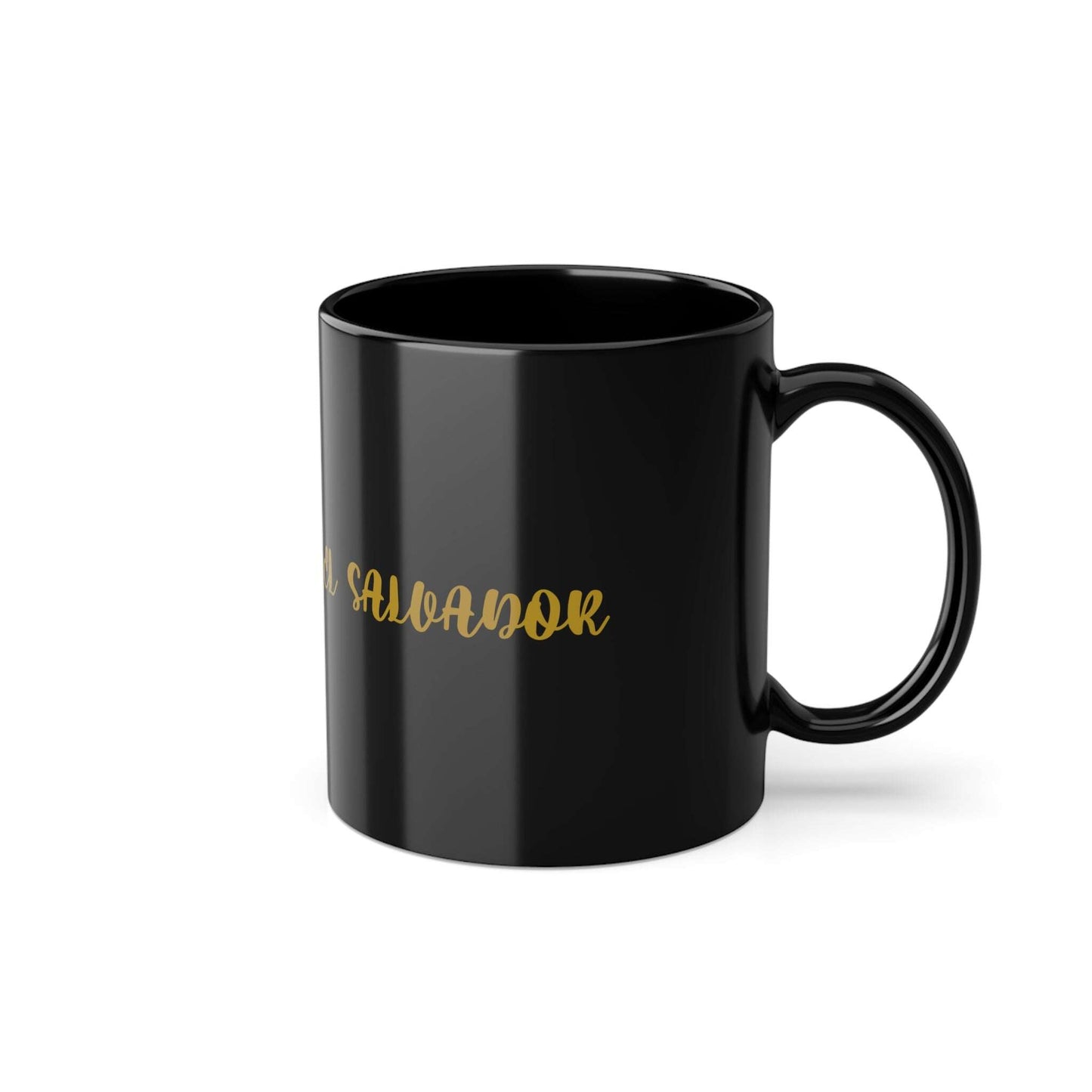Personalized El Salvador Shield, Custom El Salvador Design, Gift For Dad, Gift Ideas,Black Coffee Cup, 11oz - MaribelaShop2