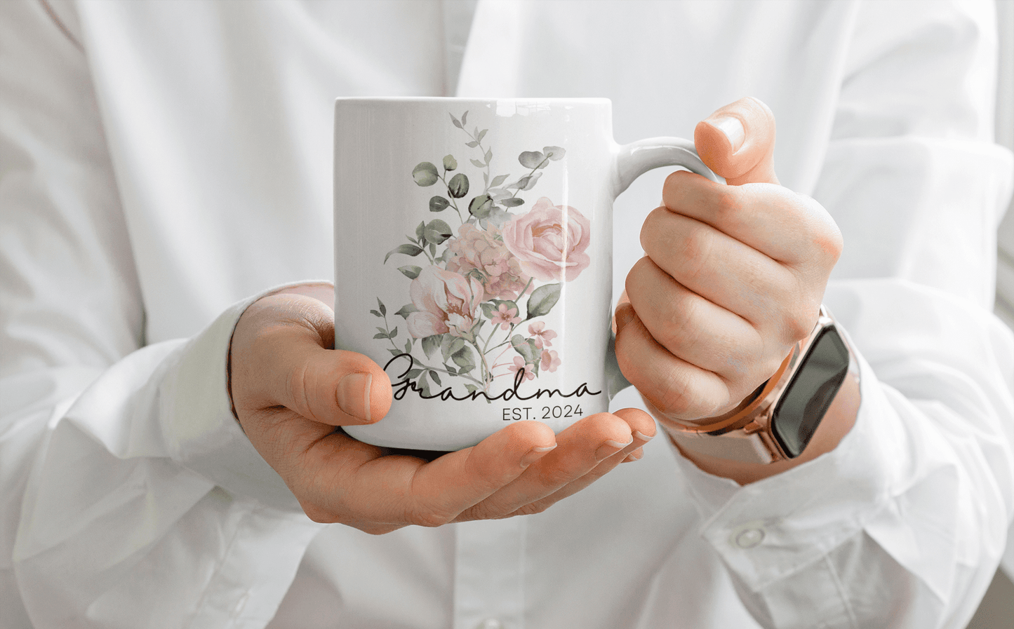 Personalized, Grandma Gift,Customs, Coffee mug,Floral Ceramic Mug 11oz(N) - MaribelaShop2