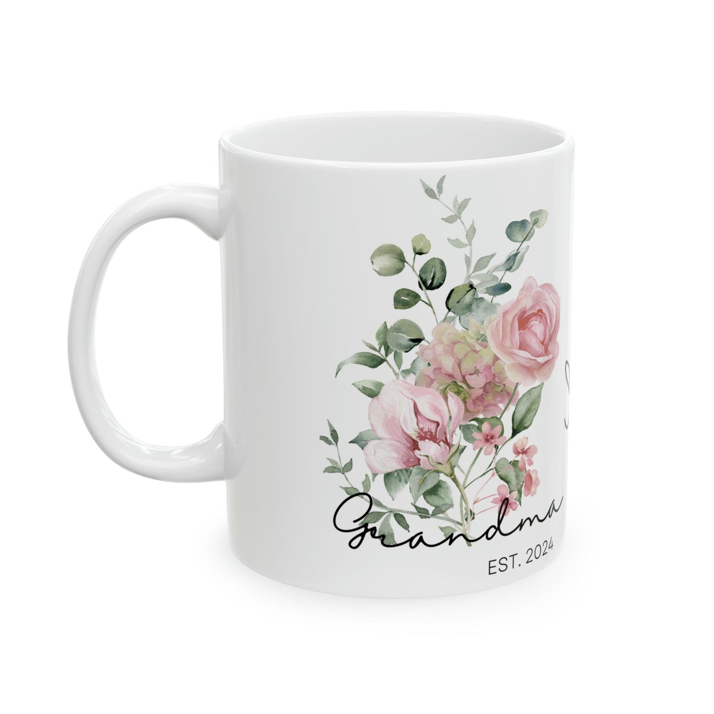 Personalized, Grandma Gift,Customs, Coffee mug,Floral Ceramic Mug 11oz(N) - MaribelaShop2