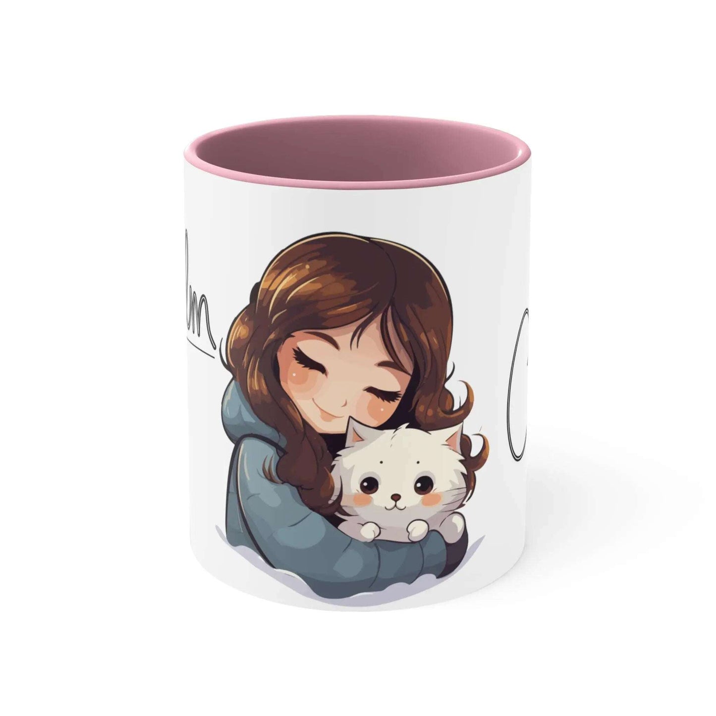 Personalized, Girl & Cat Decoration, Gift for mom, Coffee mug,Ceramic Mug 11 Oz(N) - MaribelaShop2