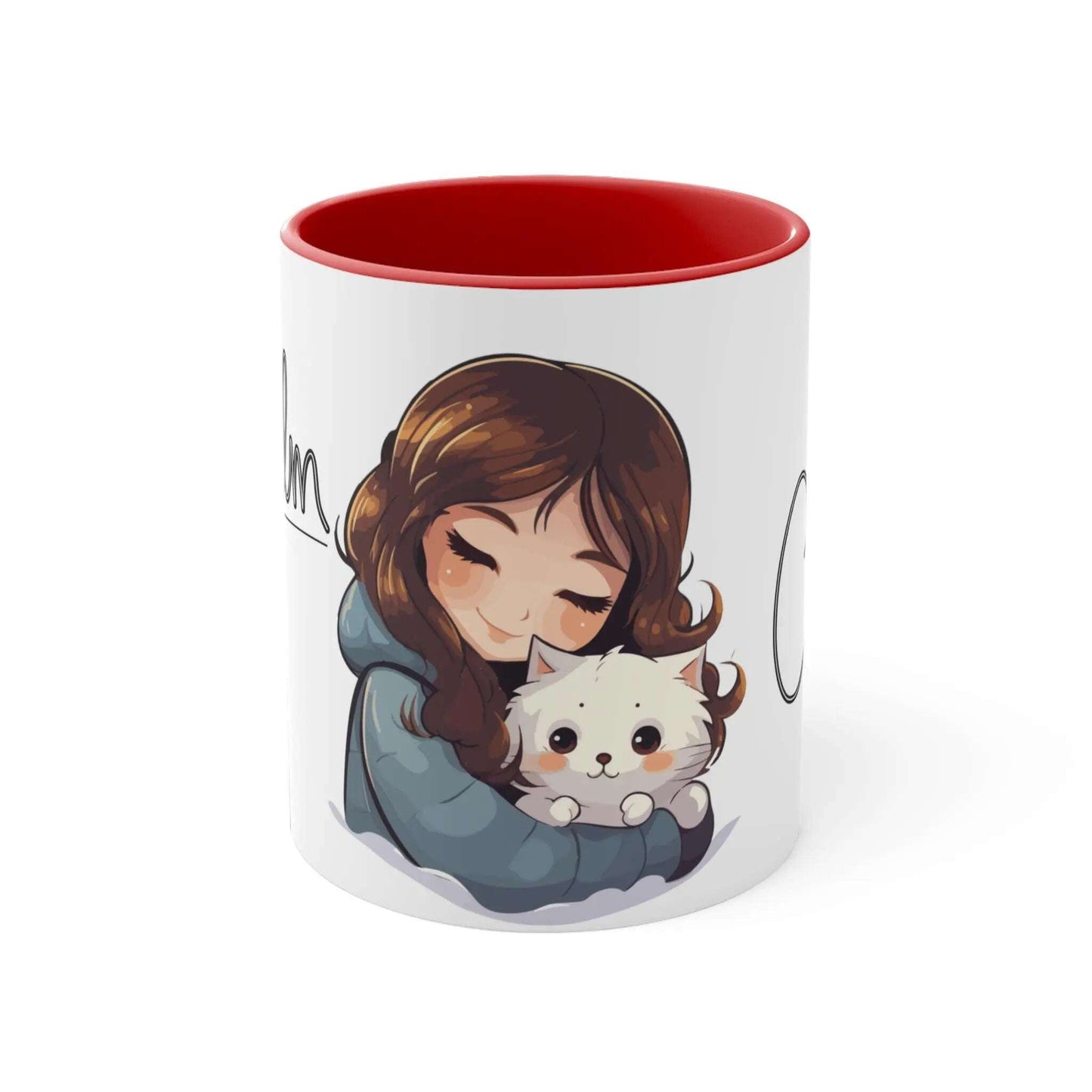 Personalized, Girl & Cat Decoration, Gift for mom, Coffee mug,Ceramic Mug 11 Oz(N) - MaribelaShop2