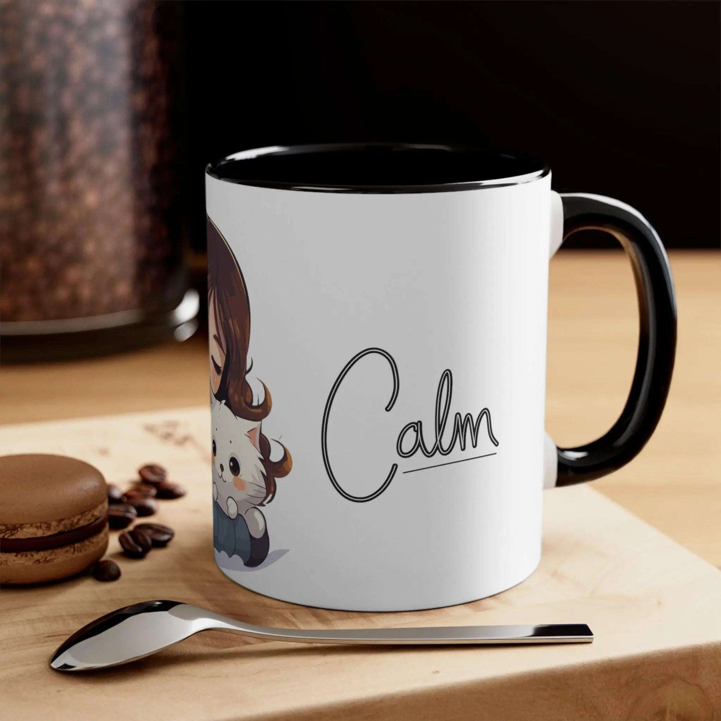 Personalized, Girl & Cat Decoration, Gift for mom, Coffee mug,Ceramic Mug 11 Oz(N) - MaribelaShop2