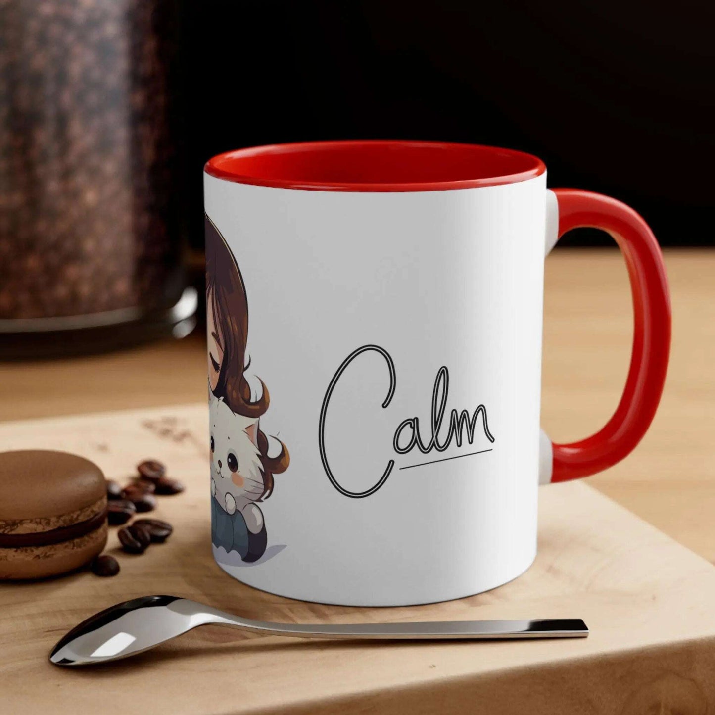Personalized, Girl & Cat Decoration, Gift for mom, Coffee mug,Ceramic Mug 11 Oz(N) - MaribelaShop2