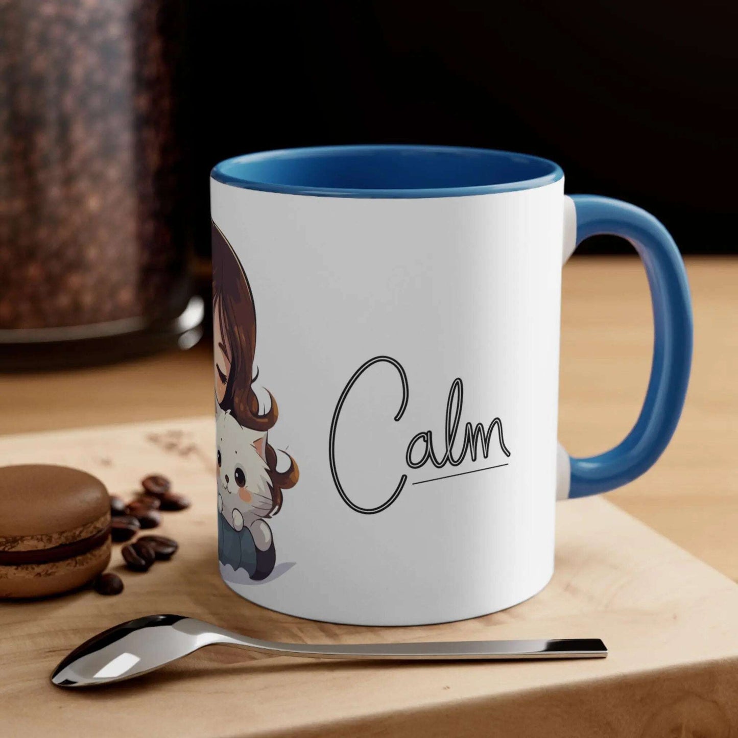 Personalized, Girl & Cat Decoration, Gift for mom, Coffee mug,Ceramic Mug 11 Oz(N) - MaribelaShop2
