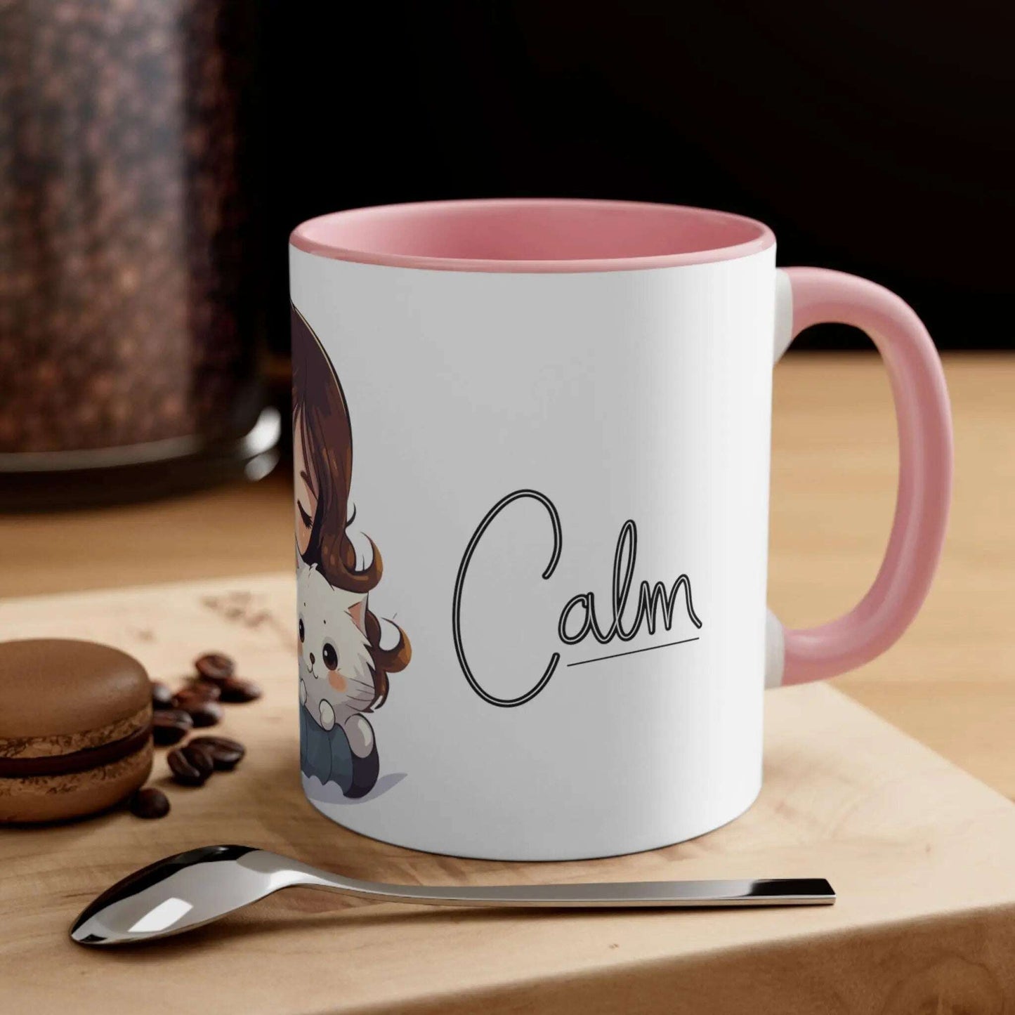 Personalized, Girl & Cat Decoration, Gift for mom, Coffee mug,Ceramic Mug 11 Oz(N) - MaribelaShop2