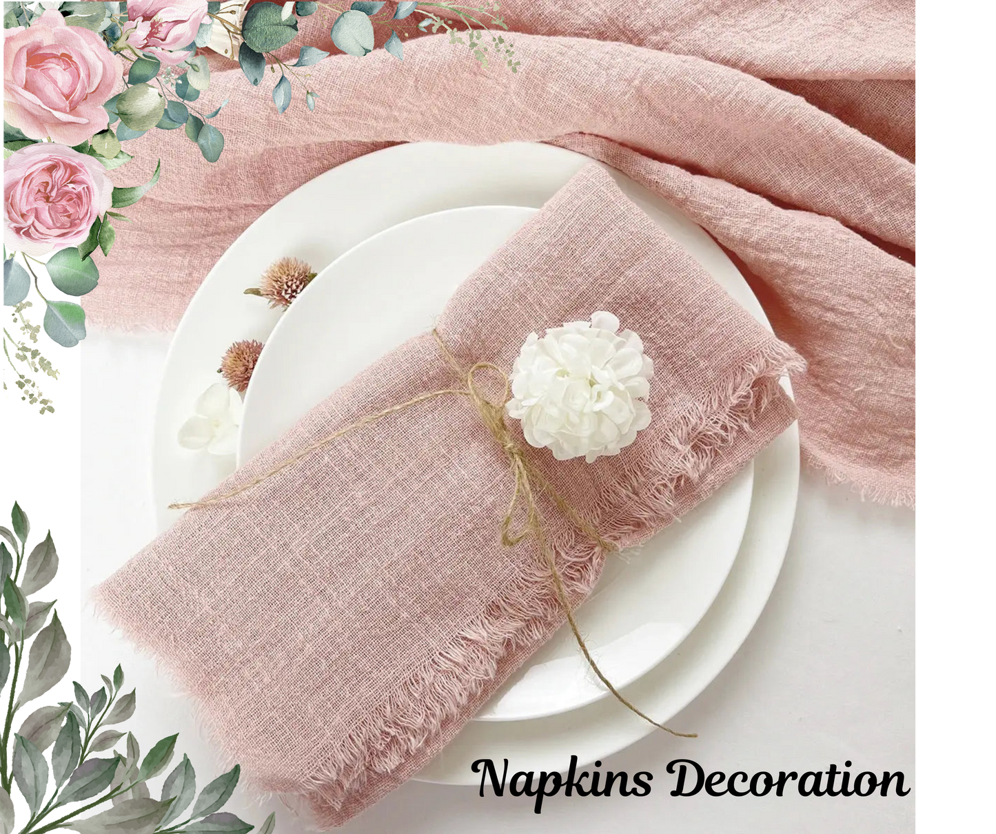 Pink Gauze Cotton Napkin,Table Decorative,Party Cloth Napkin, - MaribelaShop2