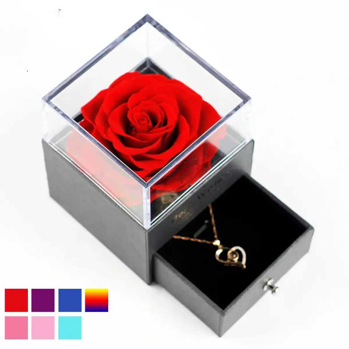 Preserved Rose Jewelry Box Necklace - MaribelaShop2
