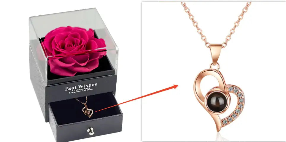 Preserved Rose Jewelry Box Necklace - MaribelaShop2