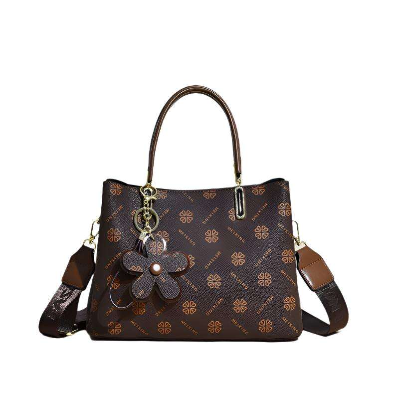 Printed Tote Bag With Flower Pendant New Temperament Shoulder Bag For Women Fashion Large-capacity Crossbody Bag - MaribelaShop2