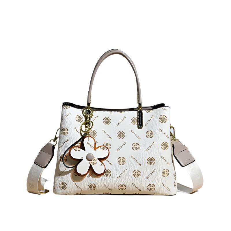 Printed Tote Bag With Flower Pendant New Temperament Shoulder Bag For Women Fashion Large-capacity Crossbody Bag - MaribelaShop2